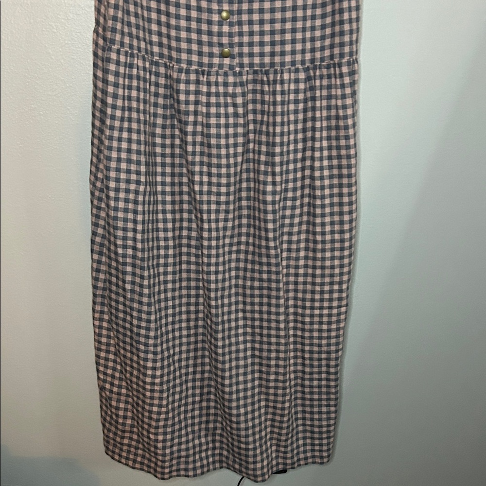 notPERFECTLINEN Pink and Gray Gingham Midi Dress - Picture 2 of 6
